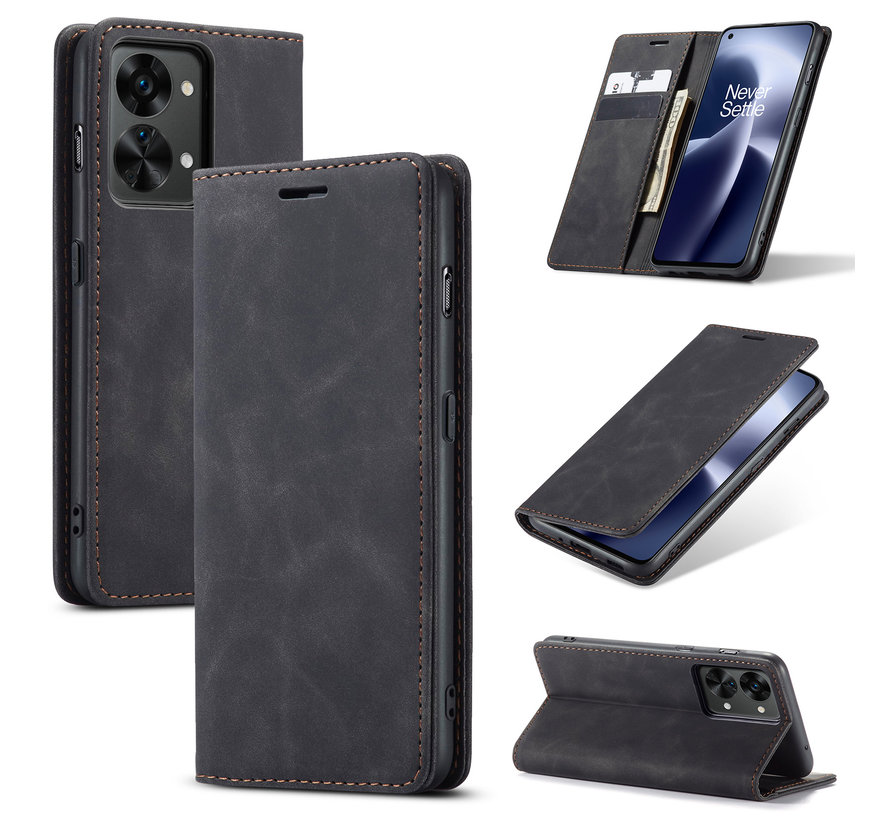 OnePlus Nord 2T Wallet Case Vintage Leather Black