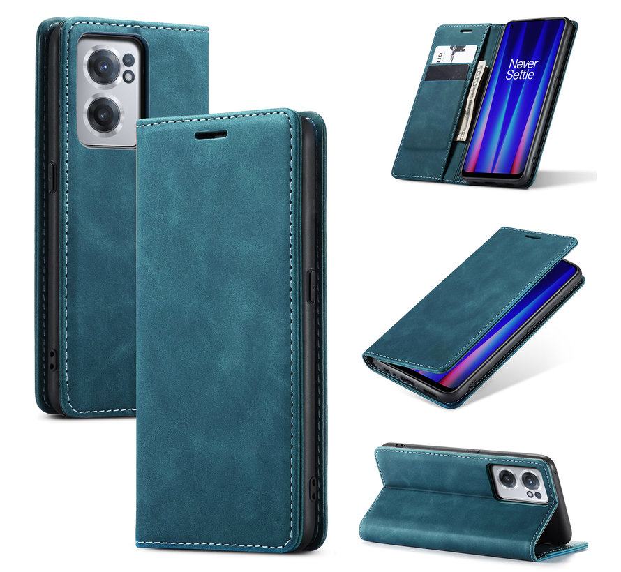 OnePlus Nord CE 2 Wallet Case Vintage Leather Blue