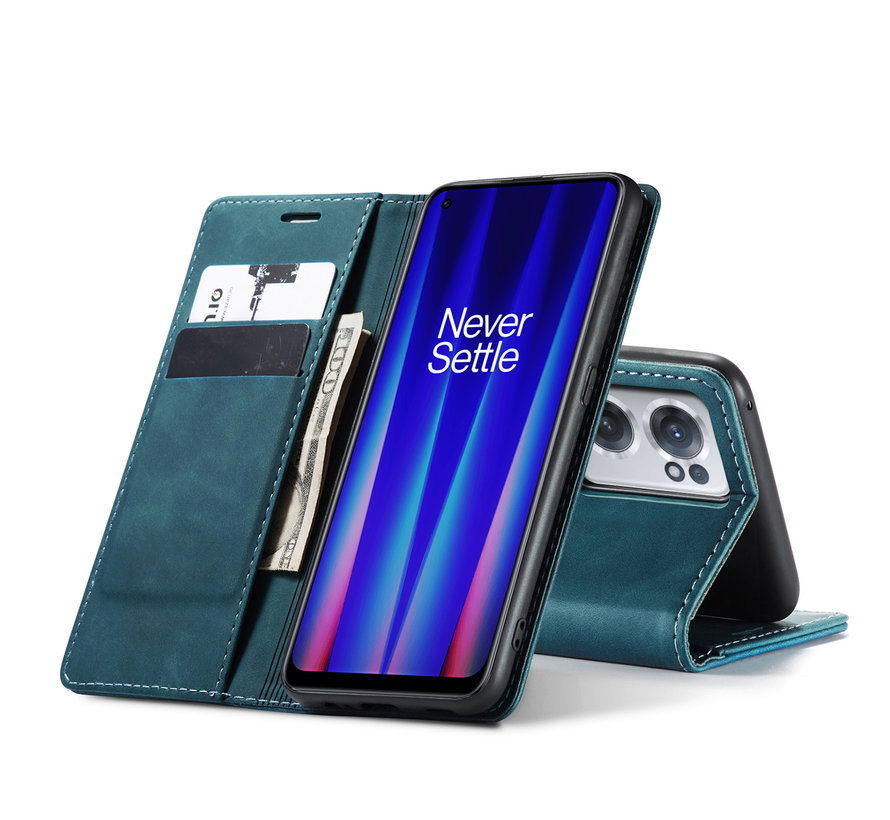 OnePlus Nord CE 2 Brieftasche Vintage Leder Blau