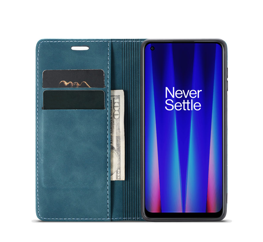 OnePlus Nord CE 2 Wallet Case Vintage Leather Blue