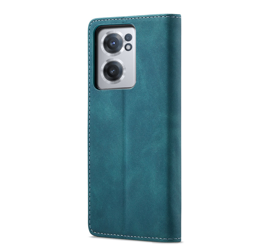 OnePlus Nord CE 2 Wallet Hoesje Vintage Leder Blauw