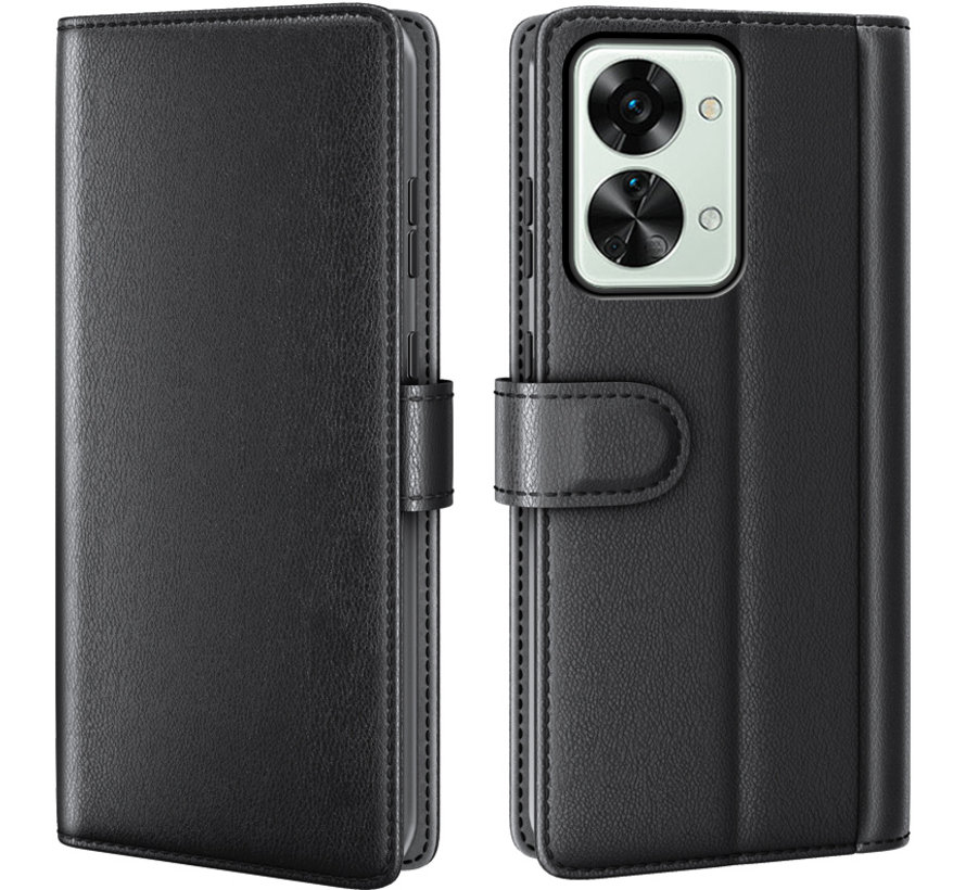 OnePlus Nord 2T Wallet Case Genuine Leather Black