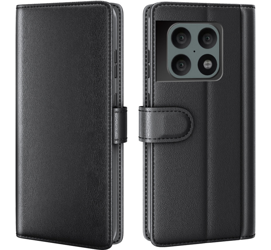 OnePlus 10 Pro Wallet Case Echtes Leder Schwarz