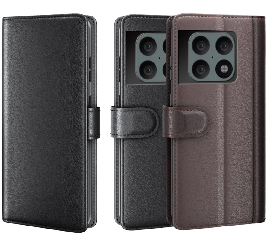 OnePlus 10 Pro Wallet Case Echtes Leder Schwarz