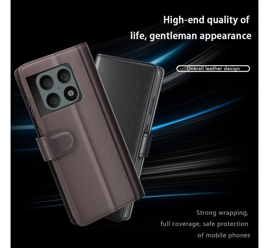 OnePlus 10 Pro Wallet Case Genuine Leather Black