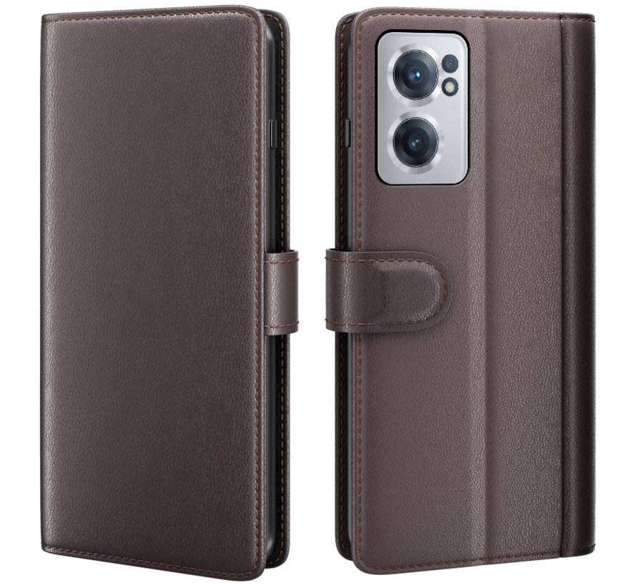 OnePlus Nord CE 2 Wallet Case Genuine Leather Brown