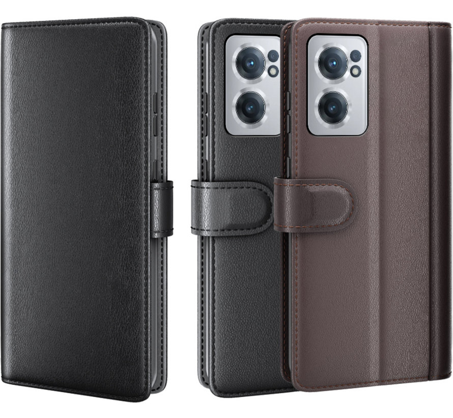 OnePlus Nord CE 2 Wallet Case Genuine Leather Black