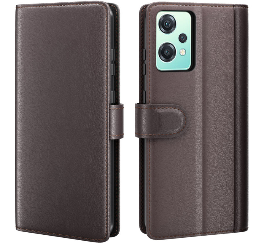 OnePlus Nord CE 2 Lite Wallet Case Genuine Leather Brown