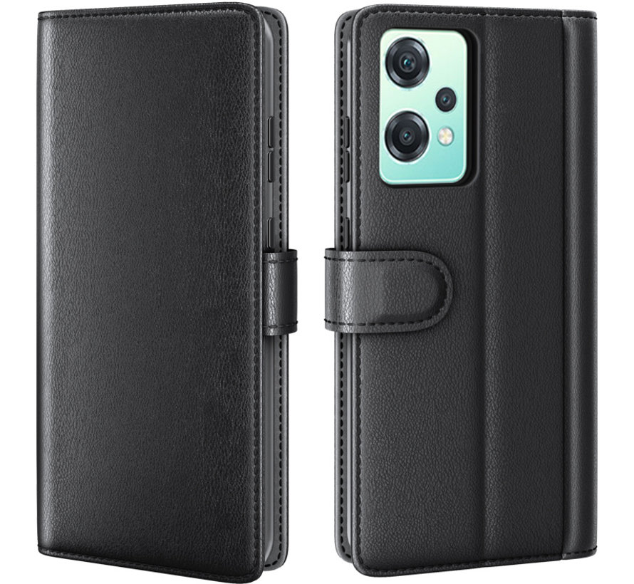 OnePlus Nord CE 2 Lite Wallet Case Echtes Leder Schwarz