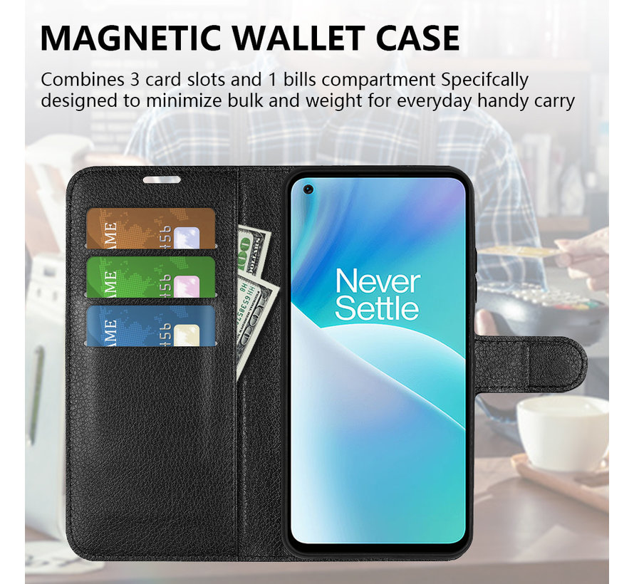 OnePlus Nord 2T Wallet Flip Case Zwart