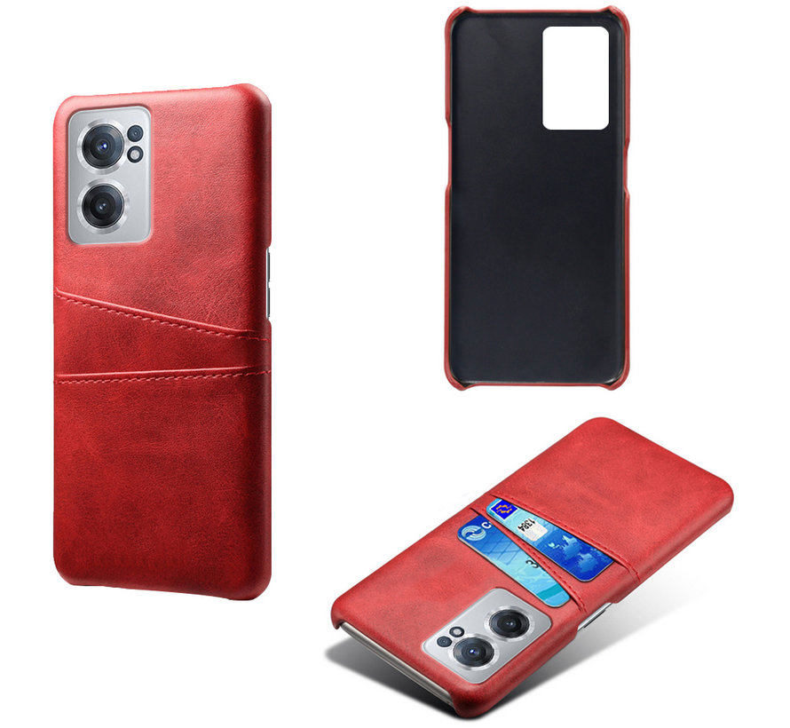 OnePlus Nord CE 2 Case Slim Leather Card Holder Red