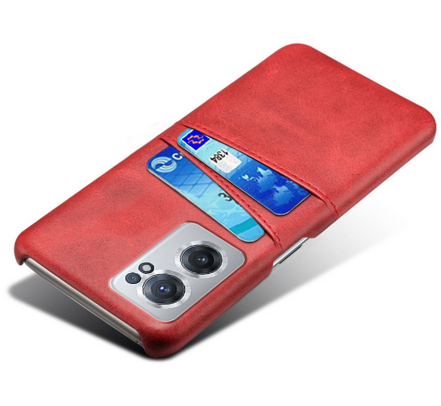 OnePlus Nord CE 2 Case Slim Leather Card Holder Red