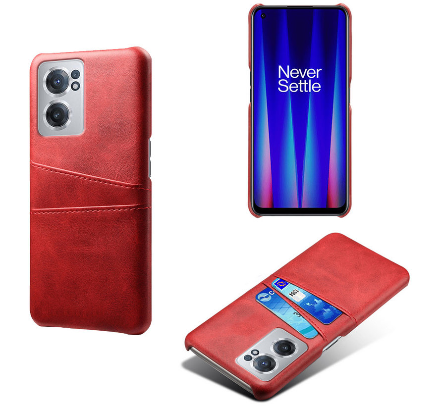 OnePlus Nord CE 2 Case Slim Leather Card Holder Red