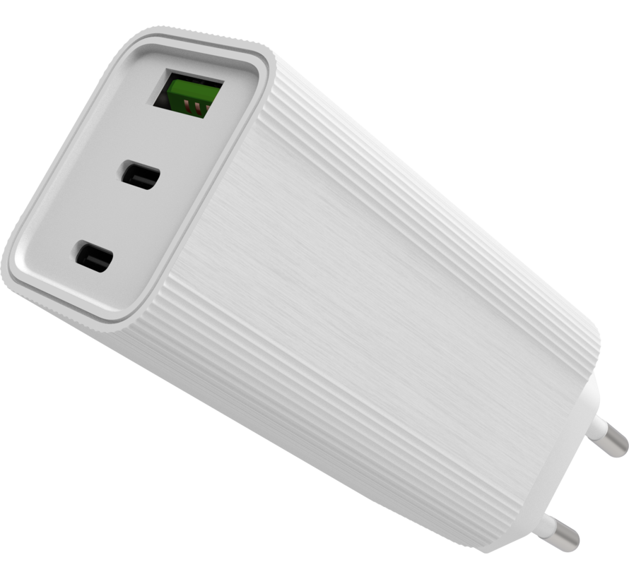 65W 2x USB-C und USB-A Schnellladegerät GaN