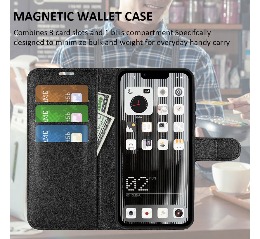 Nothing Phone (1) Wallet Flip Case Black