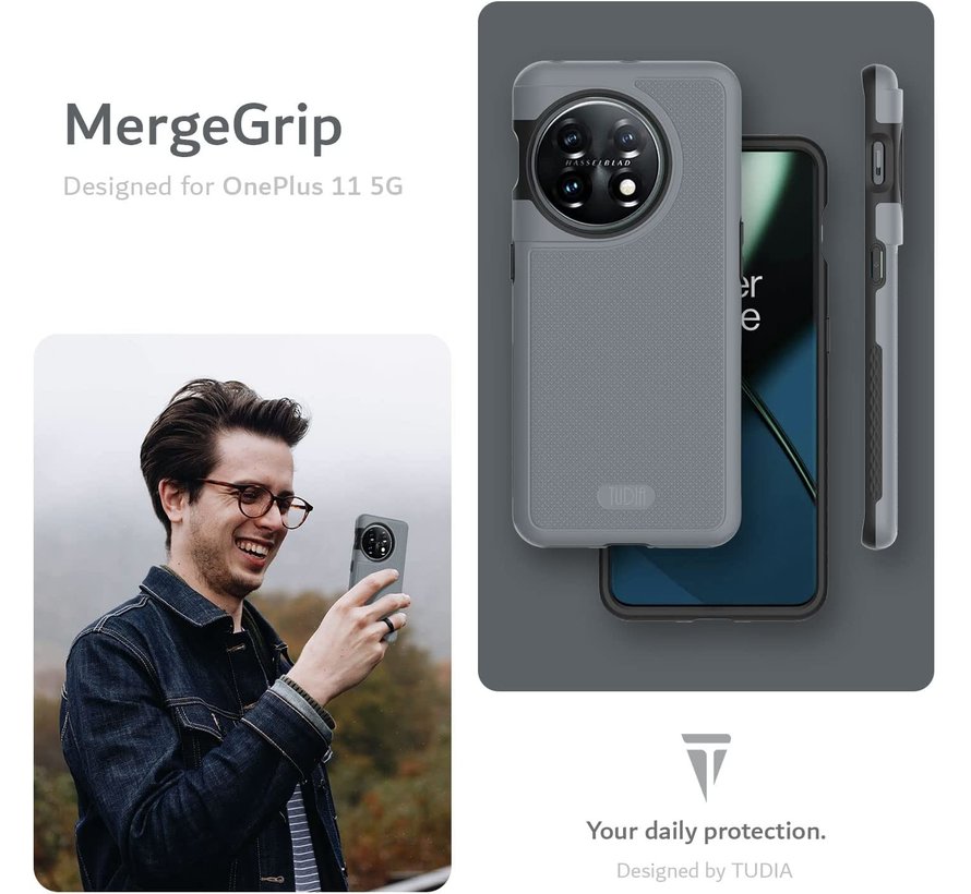 OnePlus 11 Hülle MergeGrip DualShield Grau