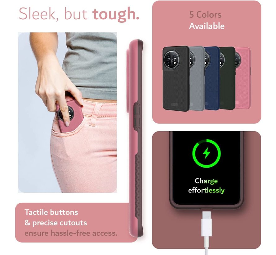 OnePlus 11 Hoesje MergeGrip DualShield Roze