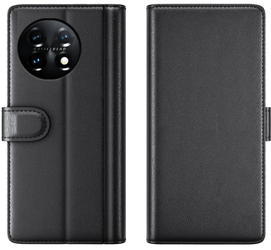 OnePlus 11 Wallet Case Genuine Leather Black
