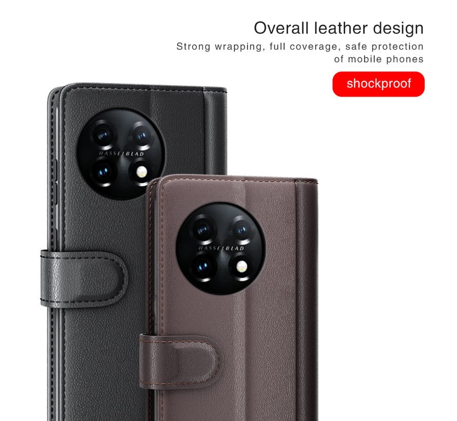 OnePlus 11 Wallet Case Genuine Leather Black