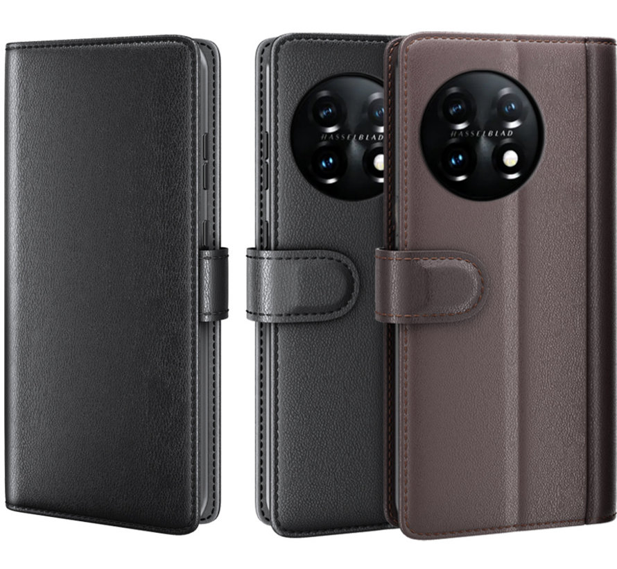 OnePlus 11 Wallet Case Genuine Leather Black