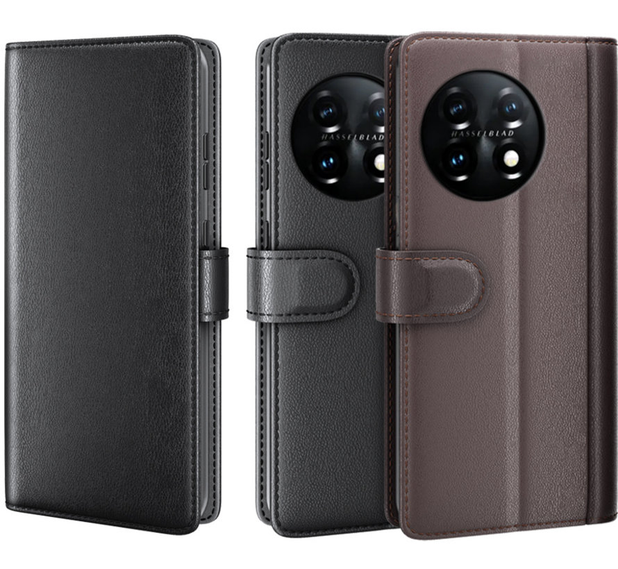 OnePlus 11 Wallet Case Echtes Leder Braun