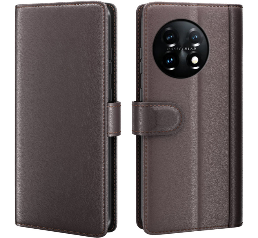 OnePlus 11 Wallet Case Echtes Leder Braun