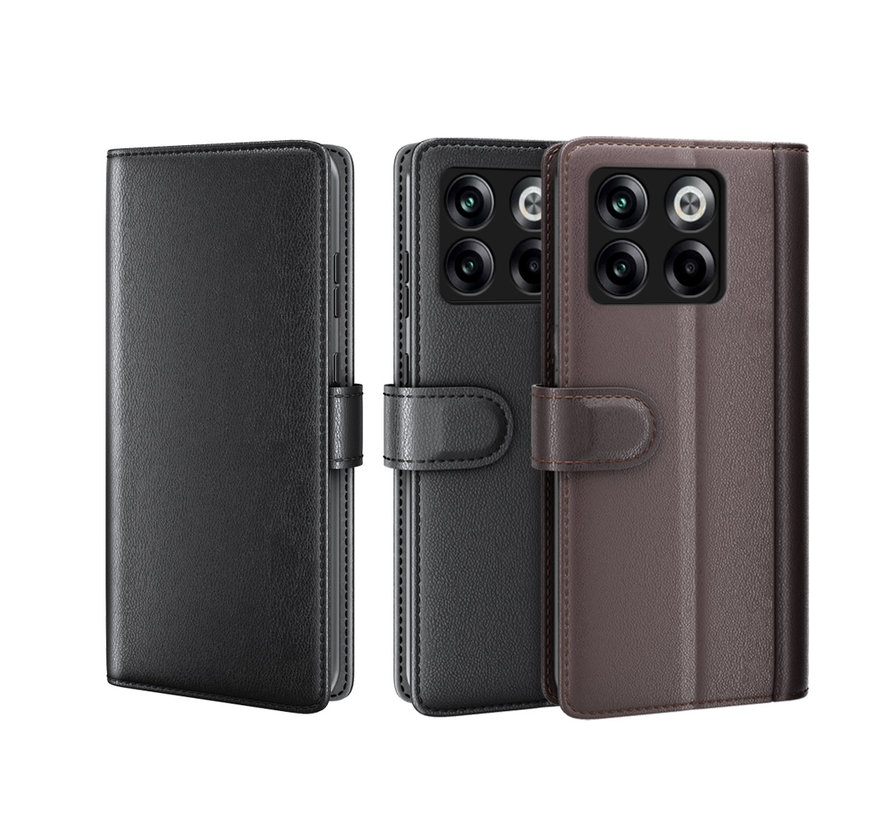OnePlus 10T Wallet Case Genuine Leather Black