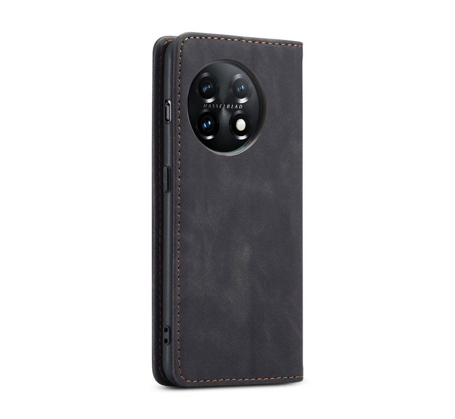OnePlus 11 Wallet Case Vintage Leder Schwarz