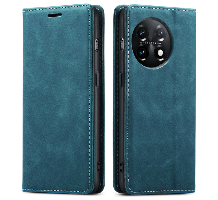 OnePlus 11 Wallet Case Vintage Leather Blue