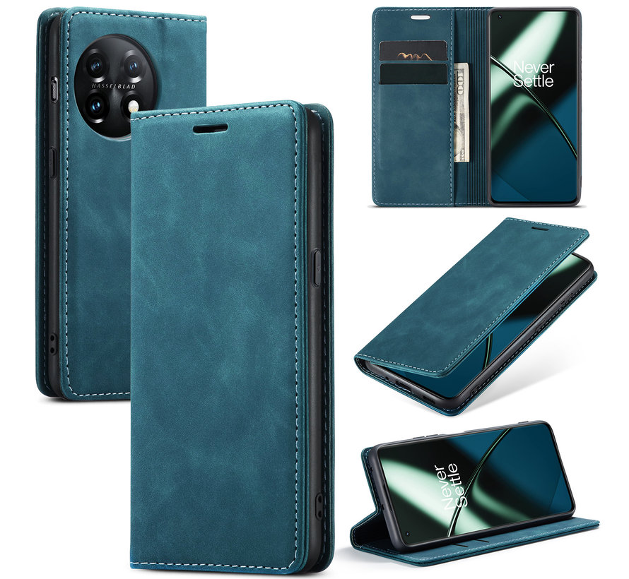 OnePlus 11 Wallet Case Vintage Leather Blue