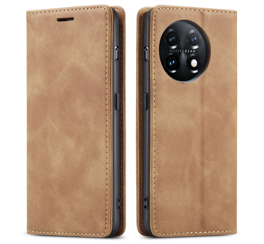 OnePlus 11 Wallet Case Vintage Leather Brown