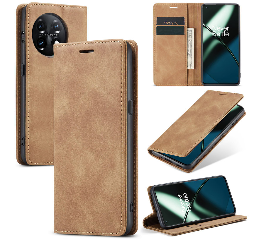 OnePlus 11 Wallet Case Vintage Leather Brown