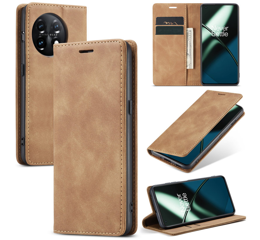 OnePlus 11 Wallet Case Vintage Leder Braun