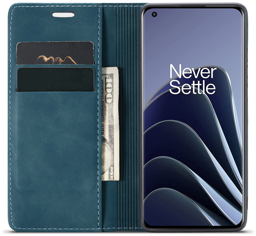 OnePlus 10 Pro Wallet Case Vintage Leather Blue