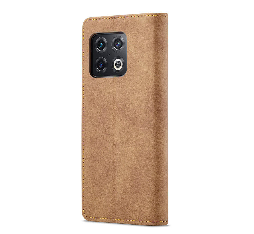 OnePlus 10 Pro Wallet Hoesje Vintage Leder Beige