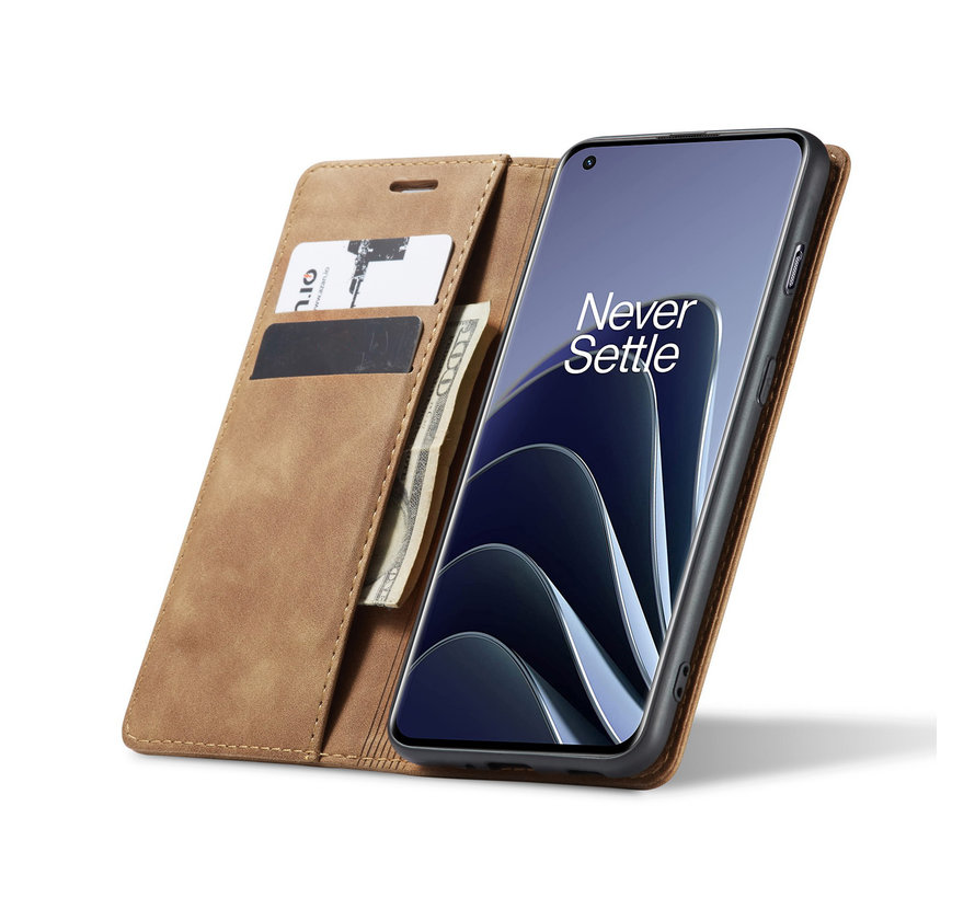 OnePlus 10 Pro Wallet Case Vintage Leather Beige