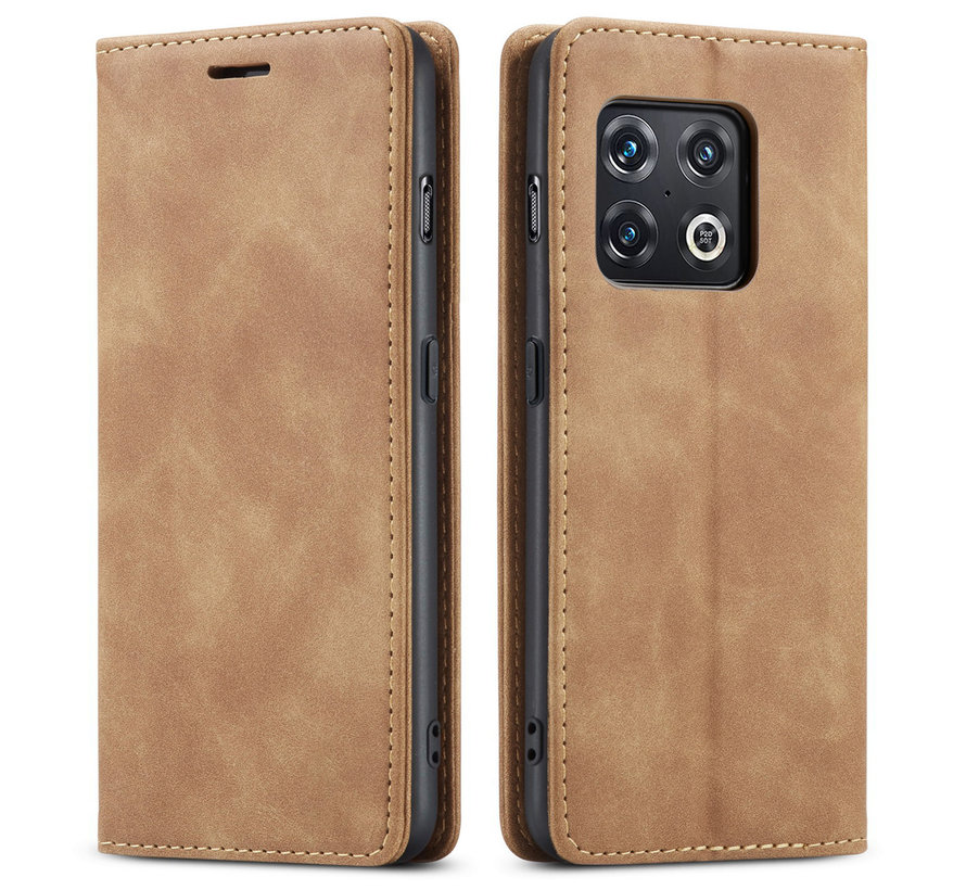 OnePlus 10 Pro Wallet Hoesje Vintage Leder Beige