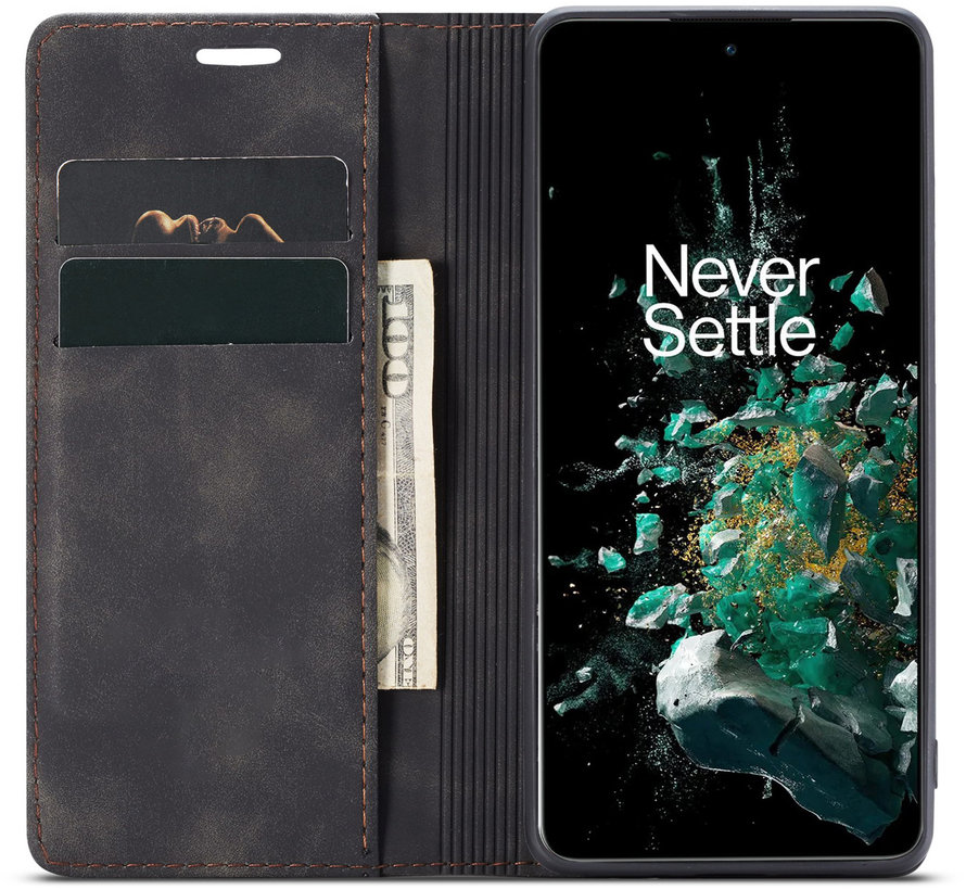 OnePlus 10T Wallet Case Vintage Leather Black