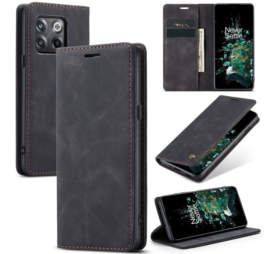 OnePlus 10T Wallet Case Vintage Leder Schwarz