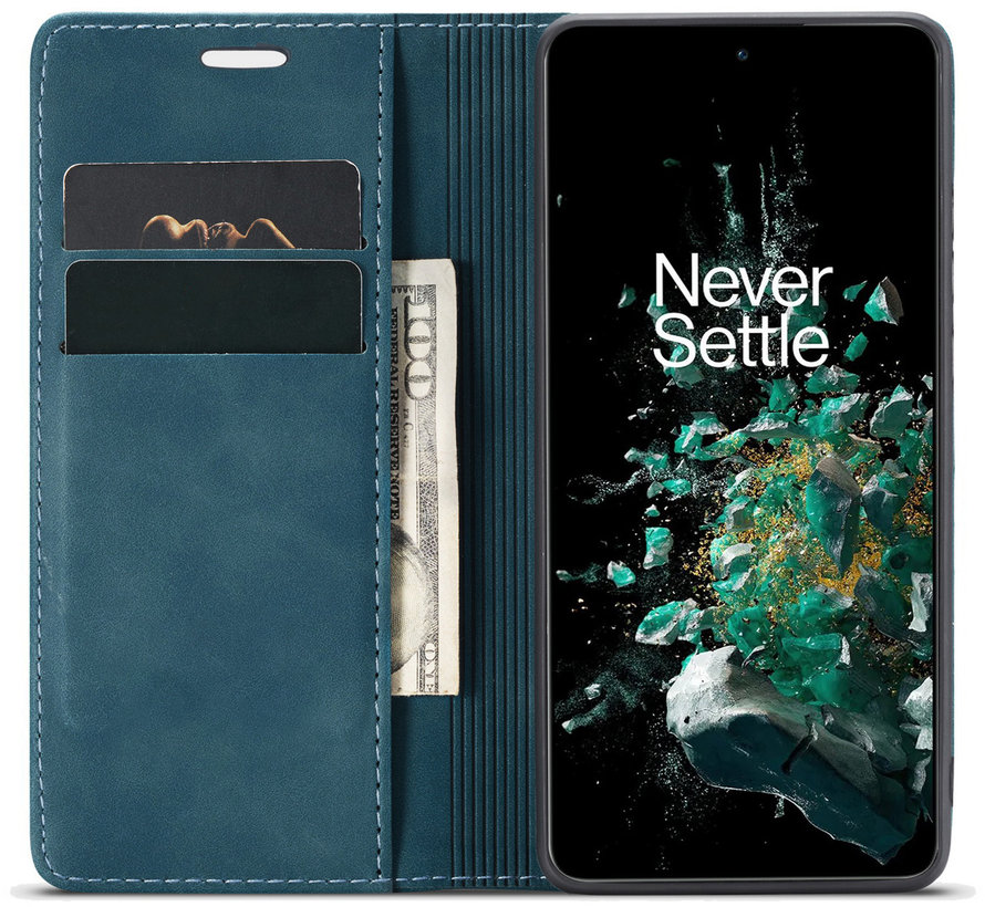 OnePlus 10T Wallet Case Vintage Leather Blue