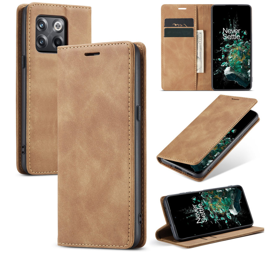 OnePlus 10T Wallet Case Vintage Leather Brown