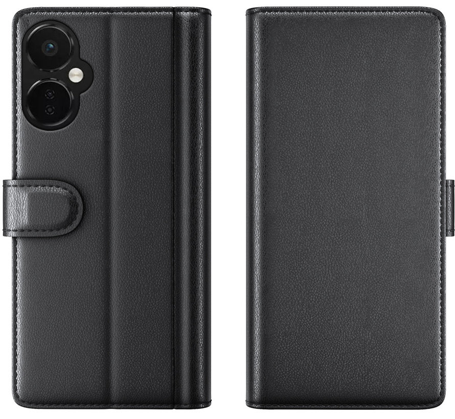 OnePlus Nord CE 3 Lite Wallet Hoesje Echt Leder Zwart