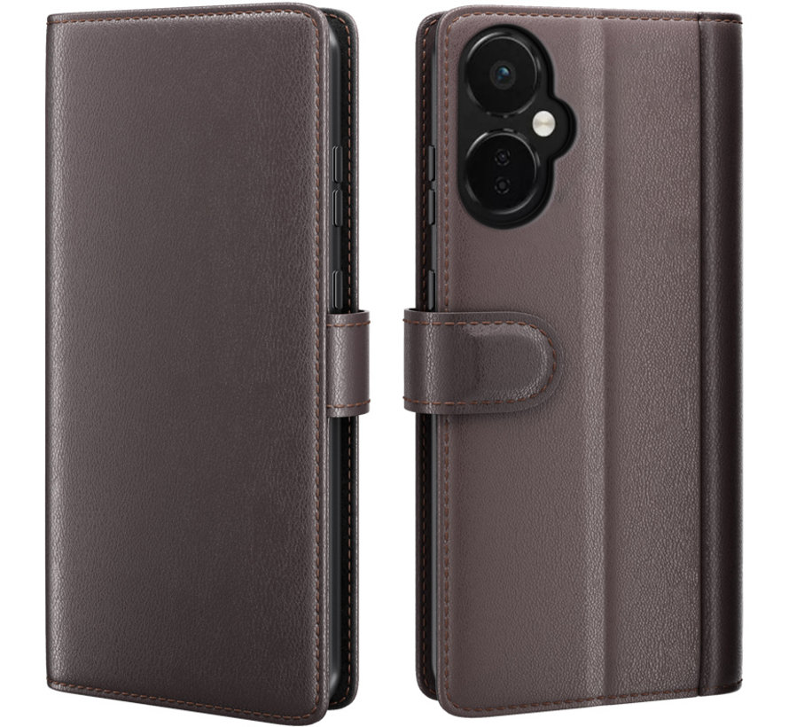 OnePlus Nord CE 3 Lite Wallet Case Echtes Leder Braun