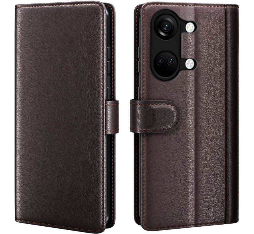 OnePlus Nord 3 Wallet Case Echtes Leder Braun