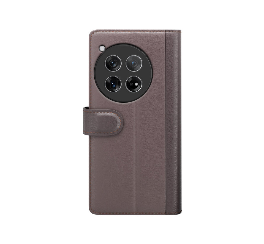 OnePlus 12 Wallet Case Genuine Leather Brown