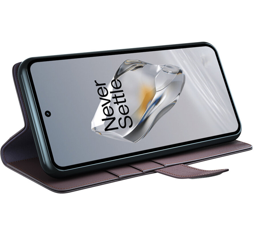 OnePlus 12 Wallet Case Echtleder Braun