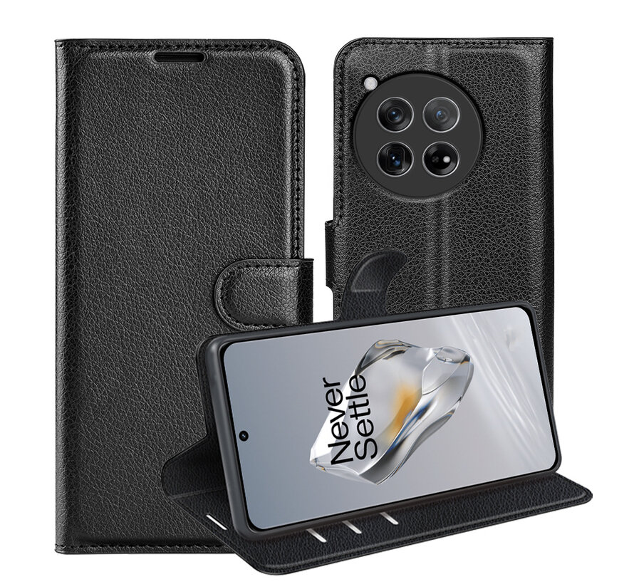 OnePlus 12R Wallet Flip Case Zwart