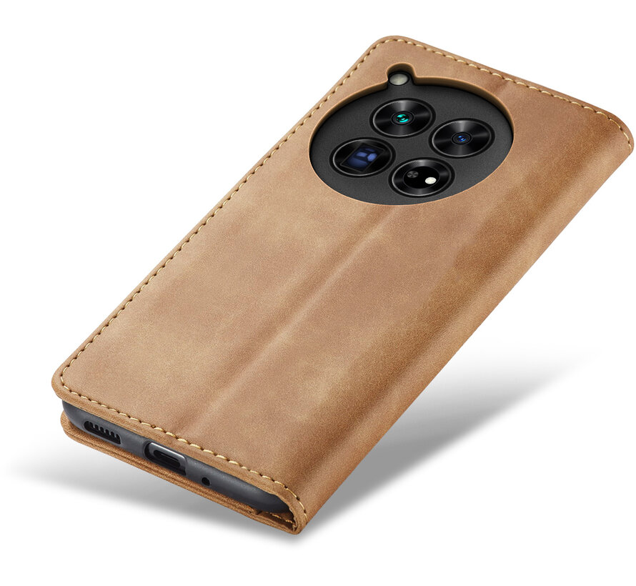 OnePlus 12 Wallet Case Vintage Leather Beige