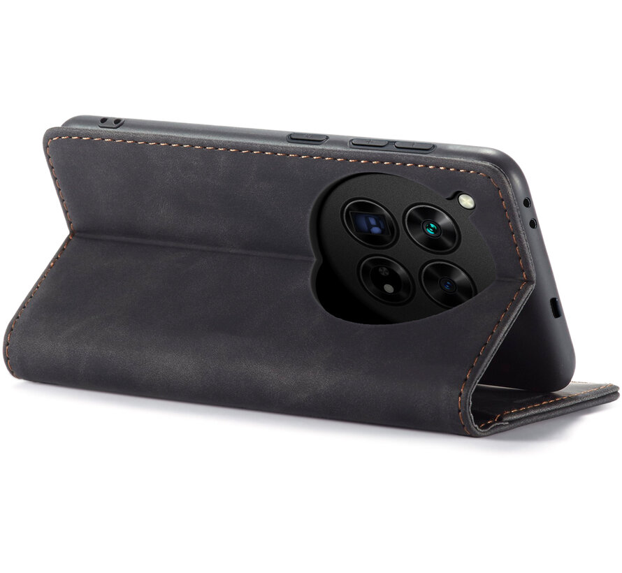 OnePlus 12 Wallet Case Vintage Leather Black
