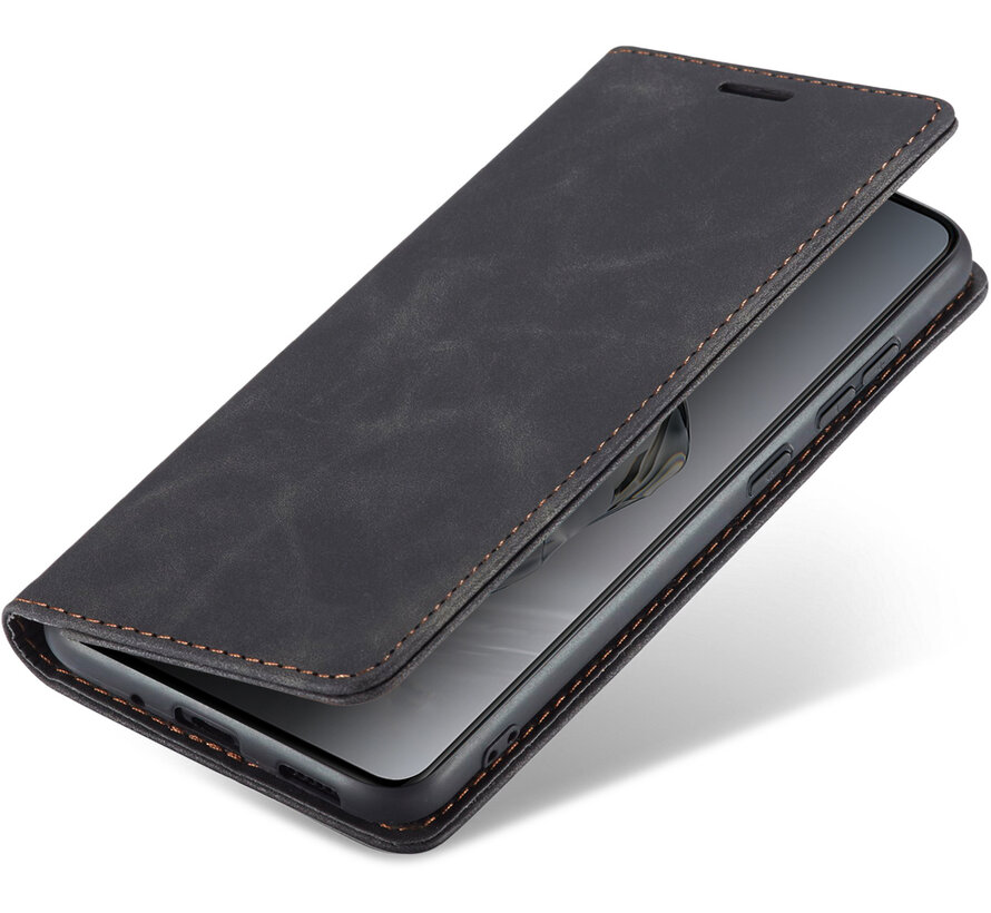 OnePlus 12 Wallet Hoesje Vintage Leder Zwart